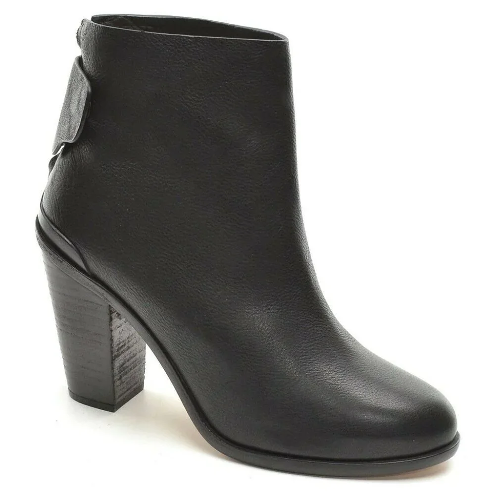 rag & bone Kerr Black Leather Back-Tab Boot 40 New